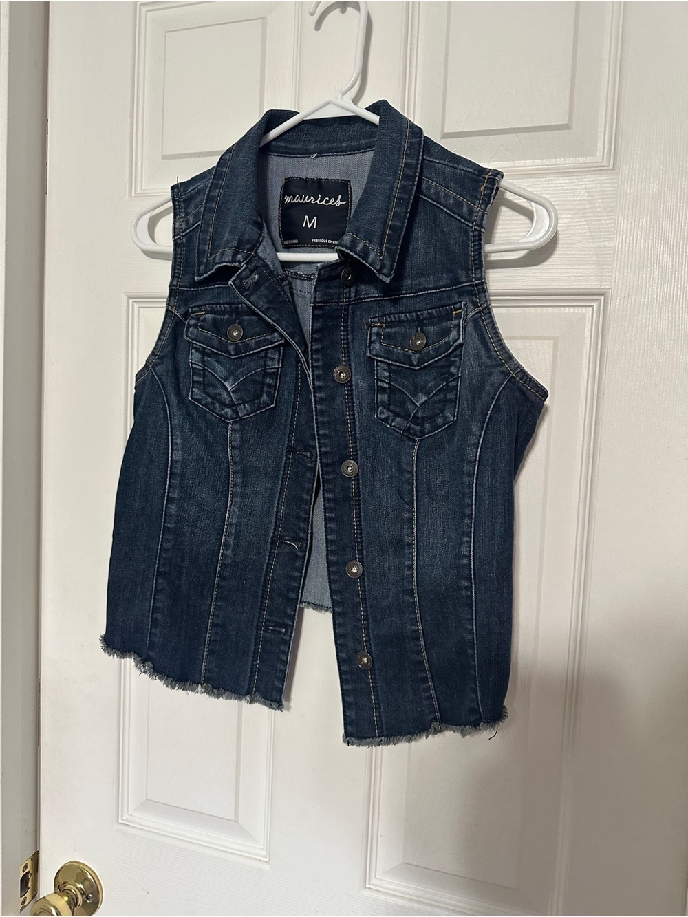 Maurices Sleeveless Dark Denim Vest - Indigo